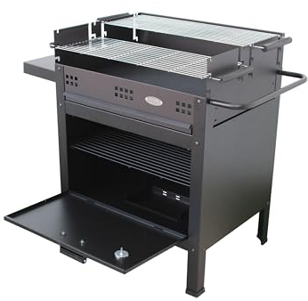 GMR FOR FIRE AND FUN Barbecue a Legna XXL (71,5x26cm) con Forno Pizza, Griglia BBQ Acciaio con 2 Ripiani, Barbecue Carbonella XXL, Grande Barbecue a Carbonella da Campeggio