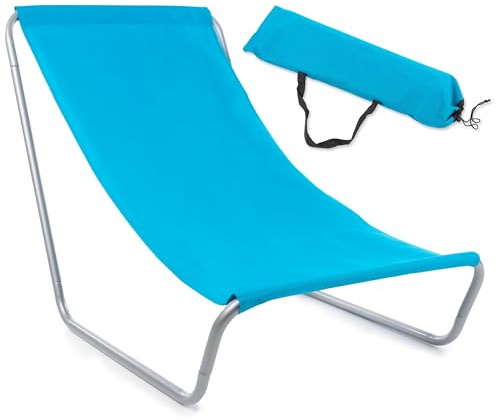 Campela Sedia a Sdraio da Spiaggia Pieghevole – Oxford 600D Impermeabile & Ultraleggera – Per Mare, Giardino, Campeggio – Telaio Acciaio 19 mm con Borsa – Portata 90 kg – Blu