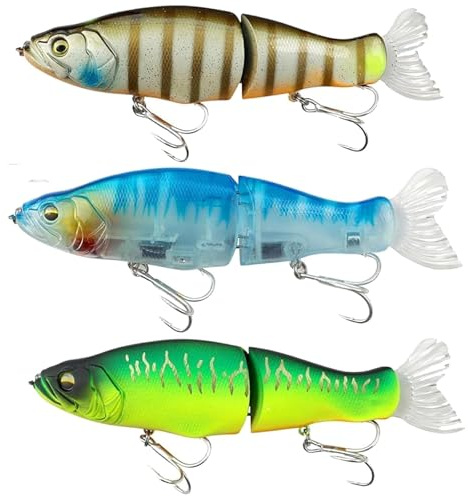 Alriedy Wobbler Set - Juego de 3 señuelos para lucio y perca con articulación, para pesca de peces depredadores de agua dulce/salada