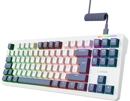 GXTrust 872 Xyra TKL Mechanical Keyboard Gasket Mount UK Layout, Hot Swappable Wired Gaming Creamy Keyboard 80%, RGB Backlit with Software, Custom Soft Feel Pre-lubed 5-pin Leobog Linear 60M Switches