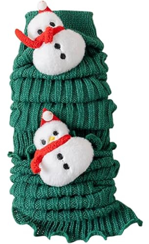 Barn flickor jul benvärmare - söt jultomte trim knähöga stövel skydd, nyhet vinter varma strumpor manschetter för festlig stil, gRÖN, en storlek