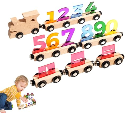 Generico Giocattolo | Numeri Magnetici in Legno | Set Di Trenino In Legno - per Bambine Compleanno Natale Capodanno Prescolare