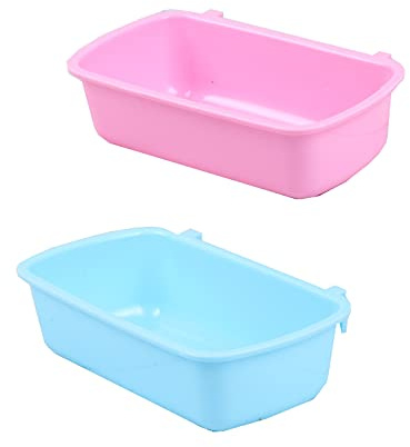 Small Animal Feeder Bowl Basic Dish Covenient Hanging Cups - 2 Pack Bath Food Water Bowls for Birds Hamsters Mice Rats Small Pets