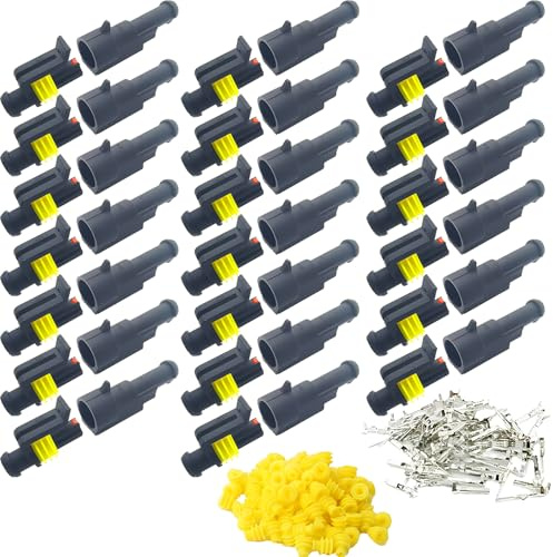 CESFONJER 20 Pares Electrico Impermeable Conector, Clavija Conector, Impermeable del Coche Conector, Conectores Sellado Sellado 1 Canales Pin para Coche Motos