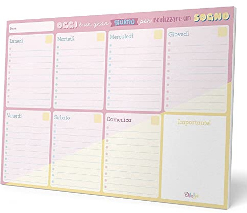 Grupo Erik Weekly Planner A4 In Italian - Carouge | Undated Daily Planner Family, Desk Calendar, 54 Tear Off Pages Notepad | Cute Stationery Gifts, Italian Gifts Uner 10 Pounds
