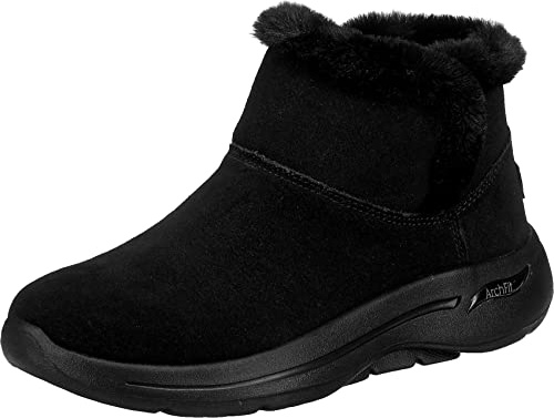 Skechers Women's GO Walk Arch FIT Ankle Boot, Black Suede , 7 UK medium