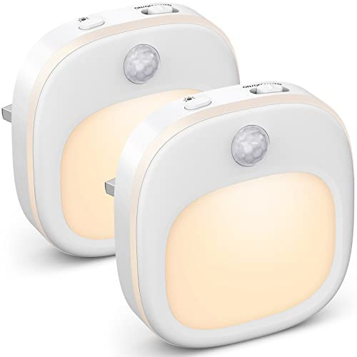 ANOPU 2 Pack Plug-in Motion Sensor Night Light - 3 Colours, Dimmable, Indoors, Suitable for Hallway, Bedroom, Kids, Stairs, Kitchen