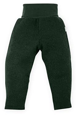 Ehrenkind® Walkhose aus Bio-Wolle & Bio-Baumwolle mit Bund | Baby Hose | Wollwalk Hose | Standard 100 by Oeko-TEX | Waldgrün 74/80
