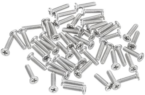 sourcing map M1.6-0.35 X 6 mm 50pcs Plat Rond Diriger Vis 304 Inoxydable Acier Phillips Conduire Machine Vis Matériel Attache pour Meubles Connexion