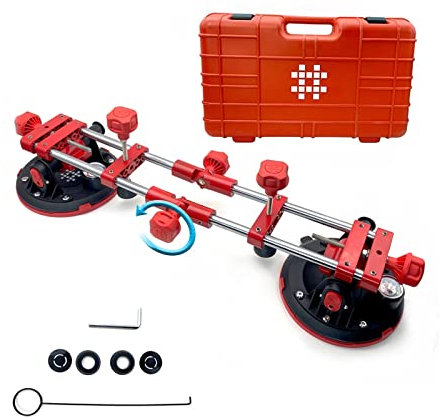 90-180 Degree Stone Seam Setter 8 Inch Vacuum Suction Cup Setter for Floor Countertop Splicing with Pressure Guage Hand Tool for Quartz Slabs ，Granite, Stone, Marble (Color : with Suitcase, Size : 2