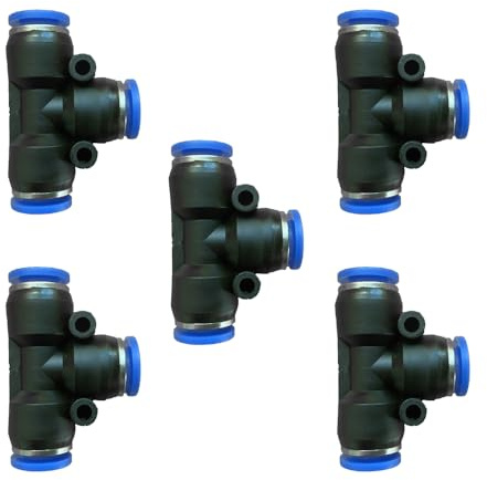 5 Pcs 5/16 x 5/16x 5/16 Pneumatic T Shaped 3 Way Tube Reducer Connector,Quick Push to Connect Tee Fitting