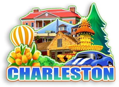 Quwsne Magnete da frigorifero Charleston South Carolina USA magnete da frigorifero souvenir da viaggio in città regali turistici 3D classici monumenti artigianali fatti a mano decorazione per la casa