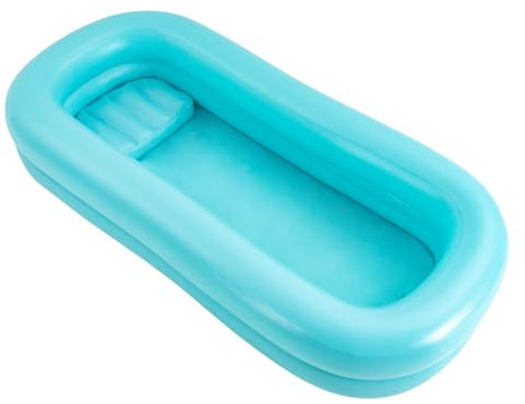 Faltbare Badewanne, Aufblasbares Badewanne Duschbett Doppelschicht, für die Krankenpflege 212x96x37cm für Behinderte, ältere Menschen, Bettlägerige Patienten(Blau)