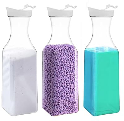 3PCS Washing Powder Storage,1.5L PET Laundry Detergent Storage Container, Durable Detergent Dispenser, Laundry Liquid Storage for Fabric Softener, Scent Booster, Laundry Powder，Laundry Pods Storage