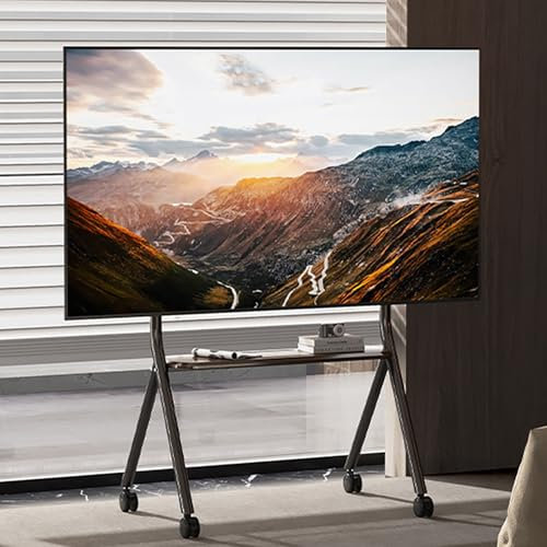 Cavalletto mobile per TV con treppiede, per schermo LCD LED da 32 e 75 pollici, altezza regolabile, ideale per camera da letto, soggiorno, studio, carrello TV portatile con facile mobilità