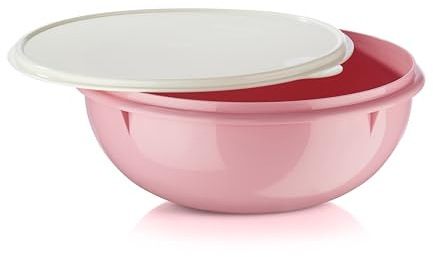 Tupperware Fix-N-Mix 1.7 Gallon Mixing Bowl with Lid, Pink Vintage Color, Dishwasher Safe and BPA Free (6.5 L)