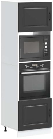 Homgoday Herdumbauschränke 2 STK. Küchenschrank Ofenschrank Backofenschrank Herdschrank mit viel Stauraum, Küchenzeile Küchenmöbel Lucca Schwarz Holzwerkstoff