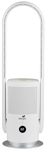 Senya Ventilatore senza pale 2 in 1 – Purificatore d'aria HEPA, 9 velocità, ultra silenzioso, oscillante 80°, telecomando – design moderno, timer, sicurezza bambini, SYWB-AP006