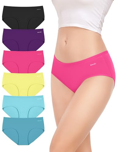 TANSTC Mutande Donna Cotone, Pack da 6 Slip Mutantina Comode Hipster Intimo Vita Bassa Traspirante Elasticizzato Intimo, L