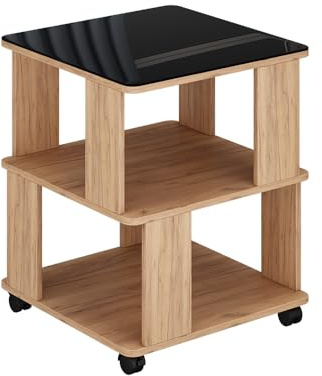 Vicco Couchtisch Velito, Goldkraft Eiche/Schwarz, 50 x 50 cm, mit Rollen für Flexible Platzierung im Wohnbereich