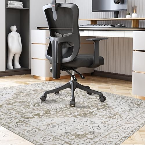 Famibay Protector Suelo Silla Ruedas 120x150cm Alfombra Silla Escritorio Antideslizante Alfombra Protectora Suelo para Silla de Oficina Lavable para Suelo Duro Baldosas Beige Marrón