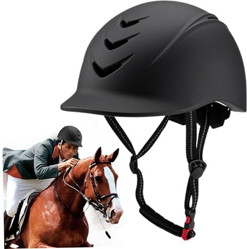 Horse Riding Helmet, Breathable Soft Padding Horse Riding Hat with Adjustable Strap, Safety Anti-collision Equestrian Hats & Helmets for Women Men, Décoration de jardin