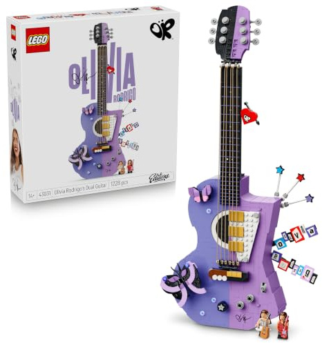 LEGO Editions La Guitare d’Olivia Rodrigo - Jeu de Construction - Maquette 3D - 2 Minifigurines, Étoiles & Papillons - Décoration de Chambre d'enfant - Cadeau Musique pour Fille 14 Ans ou Fan 43031