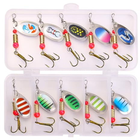 ZoraYorce 10 pezzi/set di esche da pesca in metallo con ganci, esche da cucchiaio, wobbler, esche artificiali per acqua dolce e salata