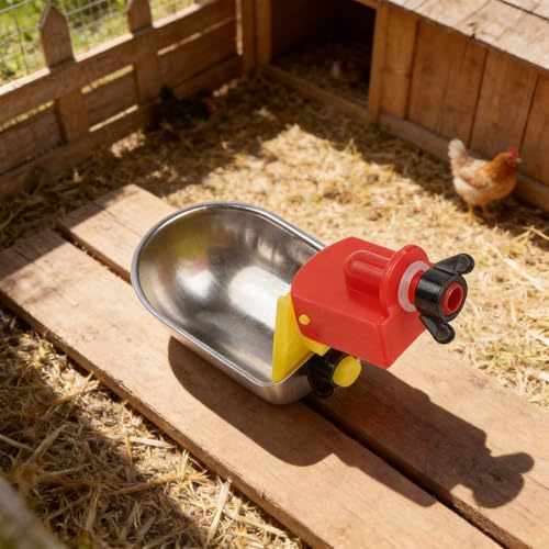 babominimer Confezione da 4 bicchieri d'acqua per polli in acciaio inossidabile, a prova di perdite, automatici, per secchi da 5 galloni e tubi in PVC, resistenti alla ruggine