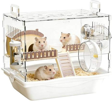 Cages pour Hamsters Maison pour Animal en Acrylique Transparent à 2 Niveaux