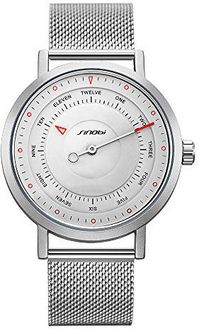 SINOBI Business Watches Men Fashion Original Design Watch Men Steel Mesh Men's Watch Clock Relogio Masculino Creative Wristwatch, S9809G-Silver, sport
