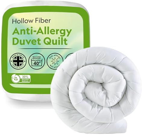 Hieftan Anti-Allergy Duvet - Luxury Hollow Fibre Quilt with Soft Touch Cover, 4.5/10.5/13.5/15 Tog Options, Machine Washable, Ideal for Home & Hotel Use (King Tog 13.5)