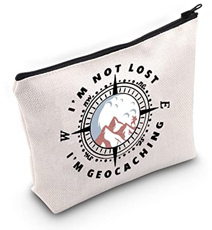 Geocacher Geocach-ing Gift Geocacher Makeup Bag I’m Not Lost I’m Geocach-ing Cosmetic Bag Treasure Hunter Gift Outdoor Lover Travel Bag with Zipper