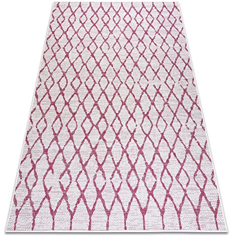 rugsx Teppich SISAL SION Gitter Flach gewebt Ecru/Fuchsia 120x170 cm