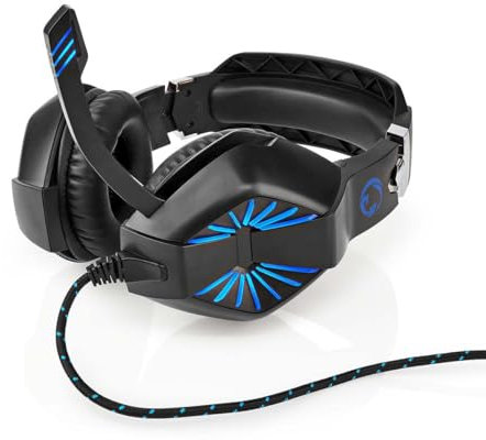 NEDIS Gaming Headset | Über Ohr | Stereo | USB Type-A / 2X 3.5 mm | Klappbarer Mikrofon | 2.20 m | LED, Schwarz