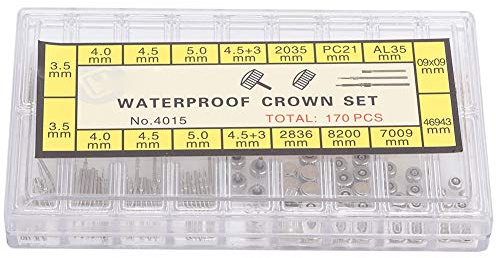Kit de Réparation de Montre, Ensemble de Barre à Ressort de Couronne de Montre en Acier Inoxydable, Rallonge de Tige de Montre + Accessoire de Couronnes Kit D'outils de