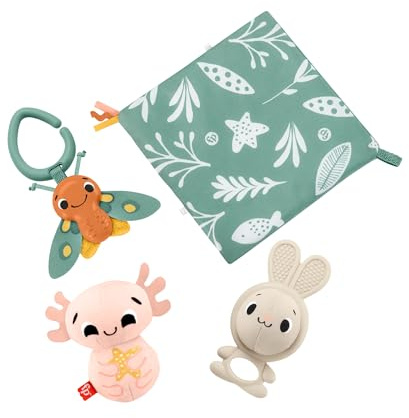 Fisher-Price Baby Sensory Toys So Many Senses Gift Set with Fine Motor Activities for Newborns, 4 Pieces, HRB17