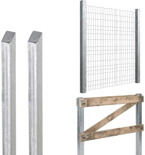 Industrias Duero - POSTE RECTANGULAR ACERO GALVANIZADO - Sección 80x40 mm - Longitud 2000 mm - Espesor 2 mm - Tapa soldada y 2 taladros Ø9 mm - 2 Unidades