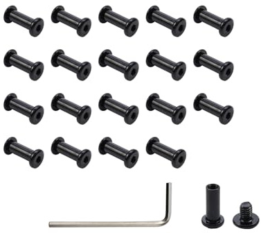 Oedema 20-Pack M6×8mm Binding Screws Stainless Steel Barrel Nuts and Bolts Screw Rivets with 1Pcs Allen Wrench for Furniture Bed Belt Buckle Leather Binding Bolts