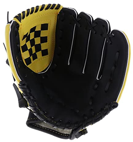 Gant de baseball pour enfants et adultes, main droite, 29,2 cm, noir + jaune