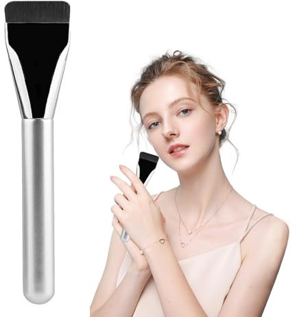 Irikdescia 1 Stück Flacher Foundation-Pinsel für Flüssiges Make-up, Make-up-Pinsel, Flacher Pinsel, Ultradünnes Premium-Pinselhaar, für Cremige, Pudrige, Flüssige Foundation