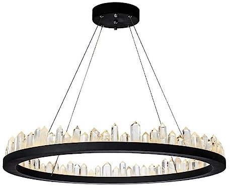 Modernes Kristall Kronleuchter Moderner runder Kristallkronleuchter Drei Farbtemperaturen Pendelleuchte Kreative Runde Eisberg LED Hängelampe for Esszimmer Wohnzimmer Küche Insel Schlafzimmer ( Color