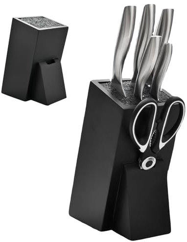 Granvoo Universale Ceppo Coltelli da Cucina,Ceppo Coltelli con Setole in Plastica Rimovibili,Ceppo Coltelli Vuoto di Alta Qualità,Contenitore Porta Coltelli,per Coltelli/Bastoncini per Affilare