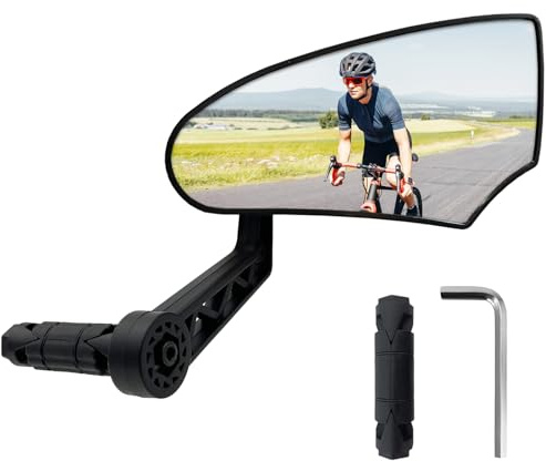 Homieway Cykelspegel, äkta glas, HD-cykel, backspegel, vikbar spegel för cykel, konvex cykelstyrspegel, cykelspegel för e-cykelstyre, höger (14–20 mm)
