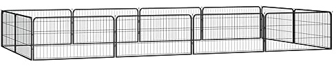Homgoday Corralito para perros de 12 paneles, negro, 100 x 50 cm, acero con recubrimiento en polvo, apto para perros, cachorros, conejos y gatos, animales y suministros para mascotas