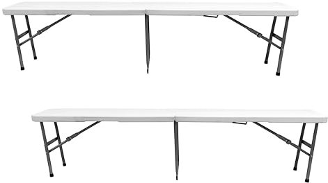 The Homeweeks Pack 2 Bancos Plegables Solid180cm. portátiles, Normativa Uso público Interior/Exterior (EN 581-1/2). Tablero Resina HDPE 4cm y Estructura Acero.Capacidad 3-3 per