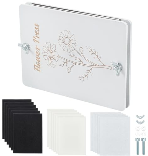 BENECREAT Kit de prensado de flores, 19 x 14 cm, kit de prensa de flores en miniatura rectangular con papel secante para adultos, kit de conservación de flores de madera para artesanos, fabricación de