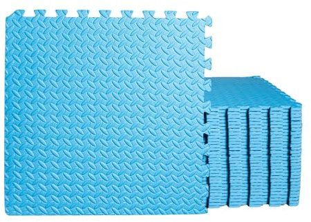 Samuel Alexander Blue 12 Piece EVA Foam Floor Protective Tiles Mats 60x60cm Each Set For Gyms, Kitchens, Garages, Camping, Kids Play Matting, Flooring Mats Set Covers 4.32 sqm (46.5 sq ft)
