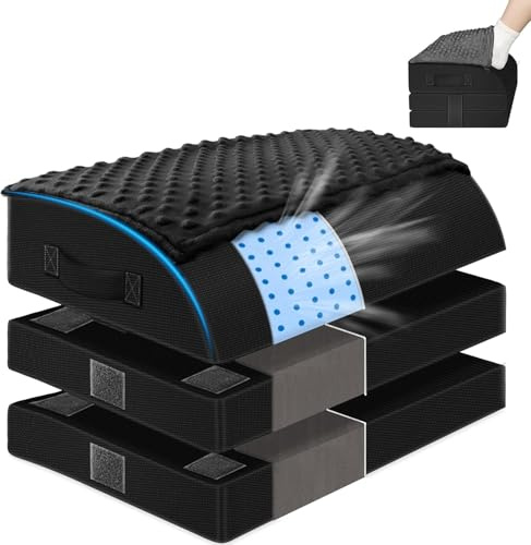 KingPavonini Foot Rest Under Desk for office, 3 Adjustable Heights, Gel Memory Foam Foot Stool with Feet Warm Pocket for Back, Hip, Legs Discomfort Relief, Ergonomic Footrest for Office & Gaming Chair