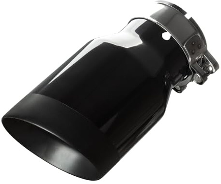 Krtopo Terminale di Scarico Auto 2.5 - Ingresso 2.5 Lunghezza 6.5 Doppio Strato Acciaio Inox Terminale Silenziatore Universale per Tubi di Scarico 2.5 Installazione a Bulloni (Nero Dritto)